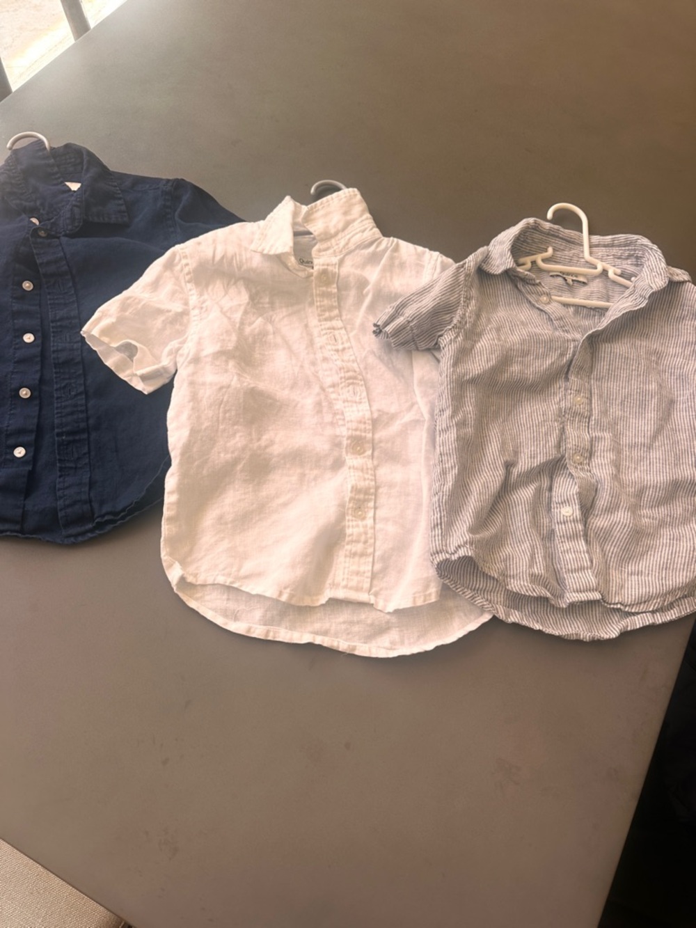 Quince Kids Short-Sleeve Linen-Blend Shirt - White, Navy, Blue